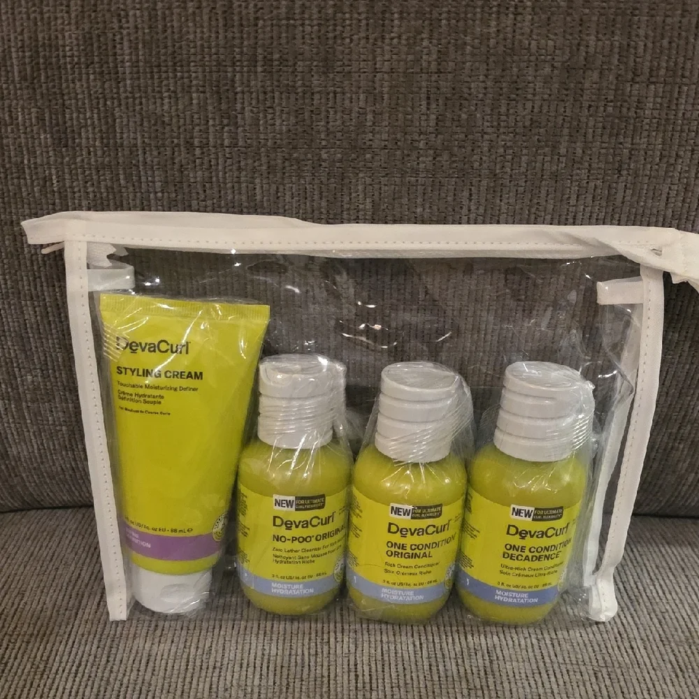 DevaCurl Hair Care Collection, 4 Piece Set In Clear Bag, Moisture Hydration, New